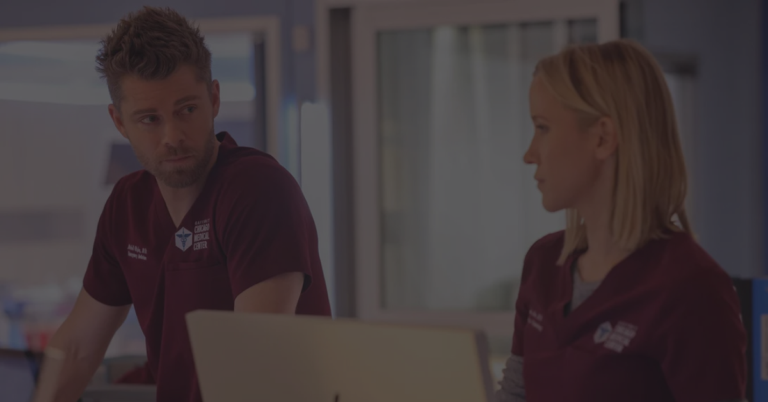 Luke Mitchell and Jessy Schram in Chicago Med